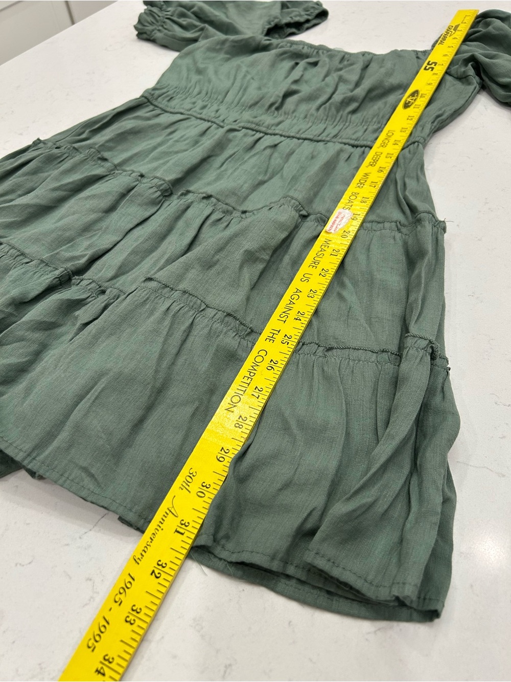 Altar'd State Sage Green Smocked Tiered Mini Dress - Picture 7 of 8